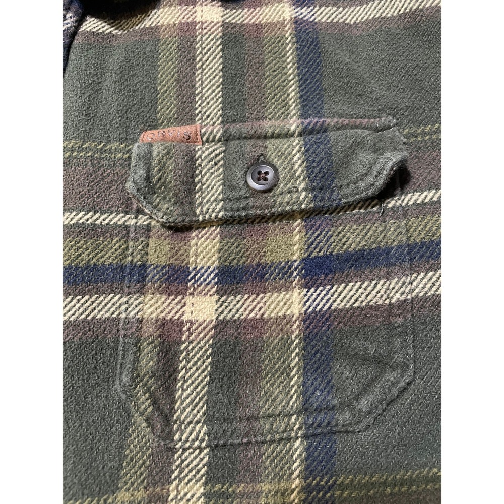 Orvis Heavyweight Flannel XL Green Plaid Side In-seam Pockets Fishing Outdoor - Picture 6 of 8